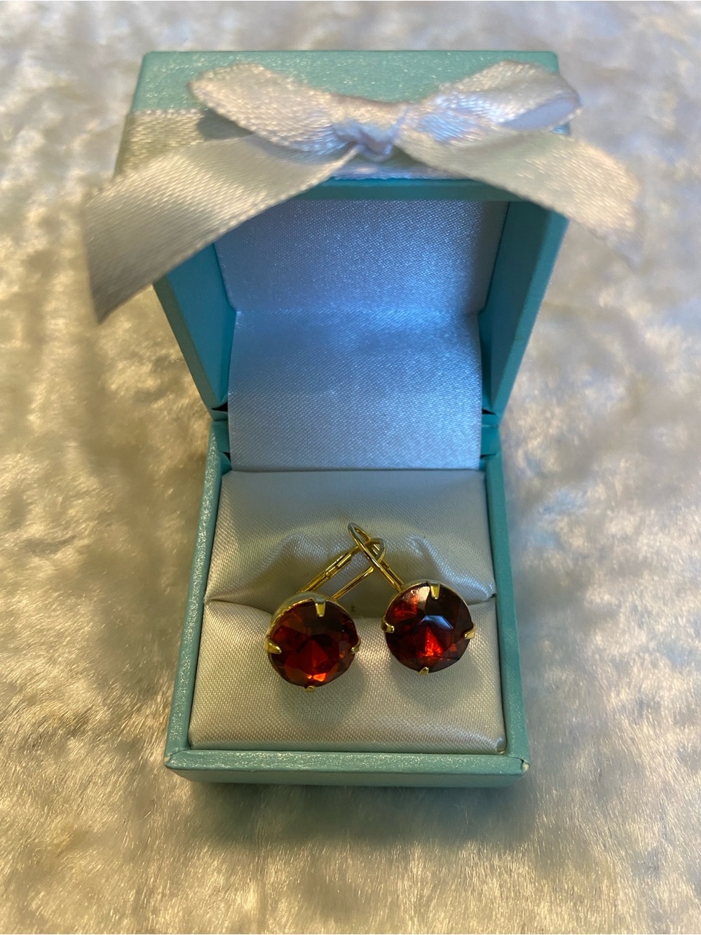 🍀Gold Red Crystal Drop Earrings